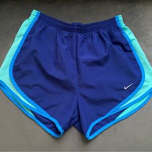 Nike DriFit Blue and Greenish Unisex Athletic Shorts - Small